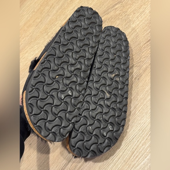 Papillio By Birkenstock Daytona Shearling Sandal Black Fuzzy Slide - Picture 3 of 5
